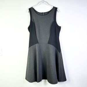 Mossimo Dress Women L Black Gray Mini Skater Bodycon Jersey Tank Indie NWOT